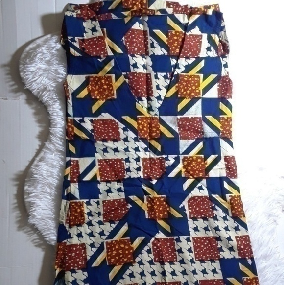 Hounds Tooth Block Print V-Neck Kente Dress - Picture 4 of 8
